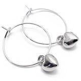 Heart Charm Hoop Earrings 20mm
