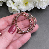 Faceted Brown Glass Bead Hoops : 35mm Diameter, Silver Plated