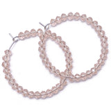 Faceted Pink Glass Bead Hoops : 35mm Diameter, Silver Plated