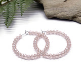 Faceted Pink Glass Bead Hoops : 35mm Diameter, Silver Plated