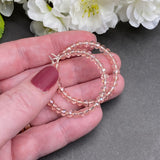 Faceted Pink Glass Bead Hoops : 35mm Diameter, Silver Plated