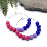 Bisexual Flag Colours Hoop Earrings : 35mm Diameter, Silver Plated