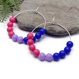 Bisexual Flag Colours Hoop Earrings : 35mm Diameter, Silver Plated