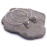 Buddha Charm Silver Plated Hoop Earrings : 35mm Diameter