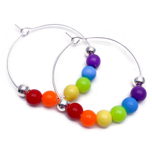 LGBT Pride Rainbow Colours Hoop Earrings : 35mm Diameter