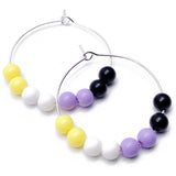 Non Binary Colours Hoop Earrings : 35mm Diameter, Silver Plated