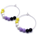 Non Binary Colours Hoop Earrings : 35mm Diameter, Silver Plated