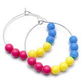 Pansexual Colours Hoop Earrings : 35mm Diameter, Silver Plated