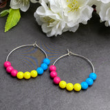 Pansexual Colours Hoop Earrings : 35mm Diameter, Silver Plated