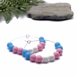 Trans Pride Colours Hoop Earrings : 35mm Diameter, Silver Plated