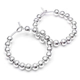 Small Bead Silver Plated Hoops : 20mm Diameter