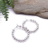 Small Bead Silver Plated Hoops : 20mm Diameter