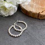 Small Bead Silver Plated Hoops : 20mm Diameter