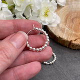 Small Bead Silver Plated Hoops : 20mm Diameter