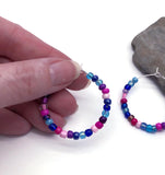 Blue and Pink Seed Beads Hoops 35mm