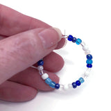 White and Blue Glass Seed Beads Hoops : 35mm Diameter