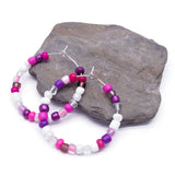 Pink and White Seed Beads Hoops 35mm