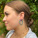 Blue and Green Seed Beads Hoops 35mm