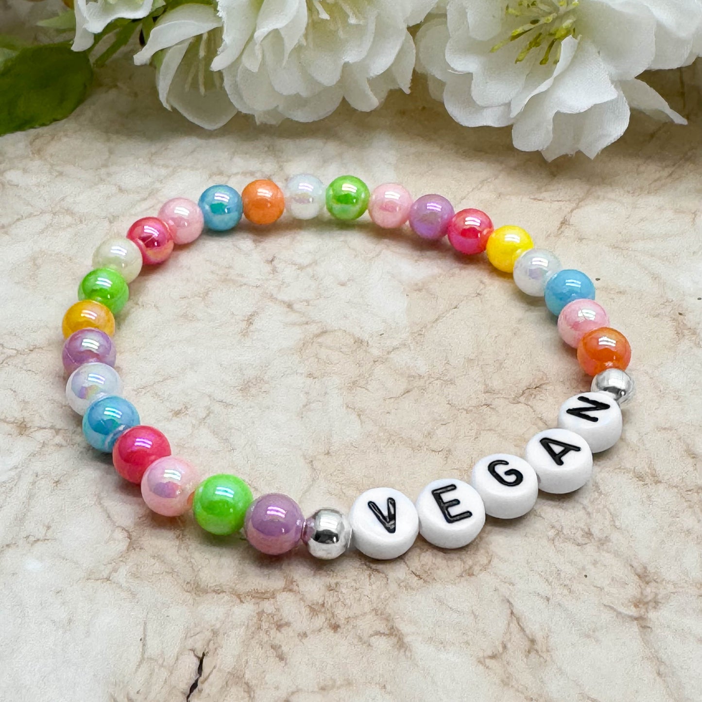 VEGAN Awareness Bracelet - Acrylic Letter Beads