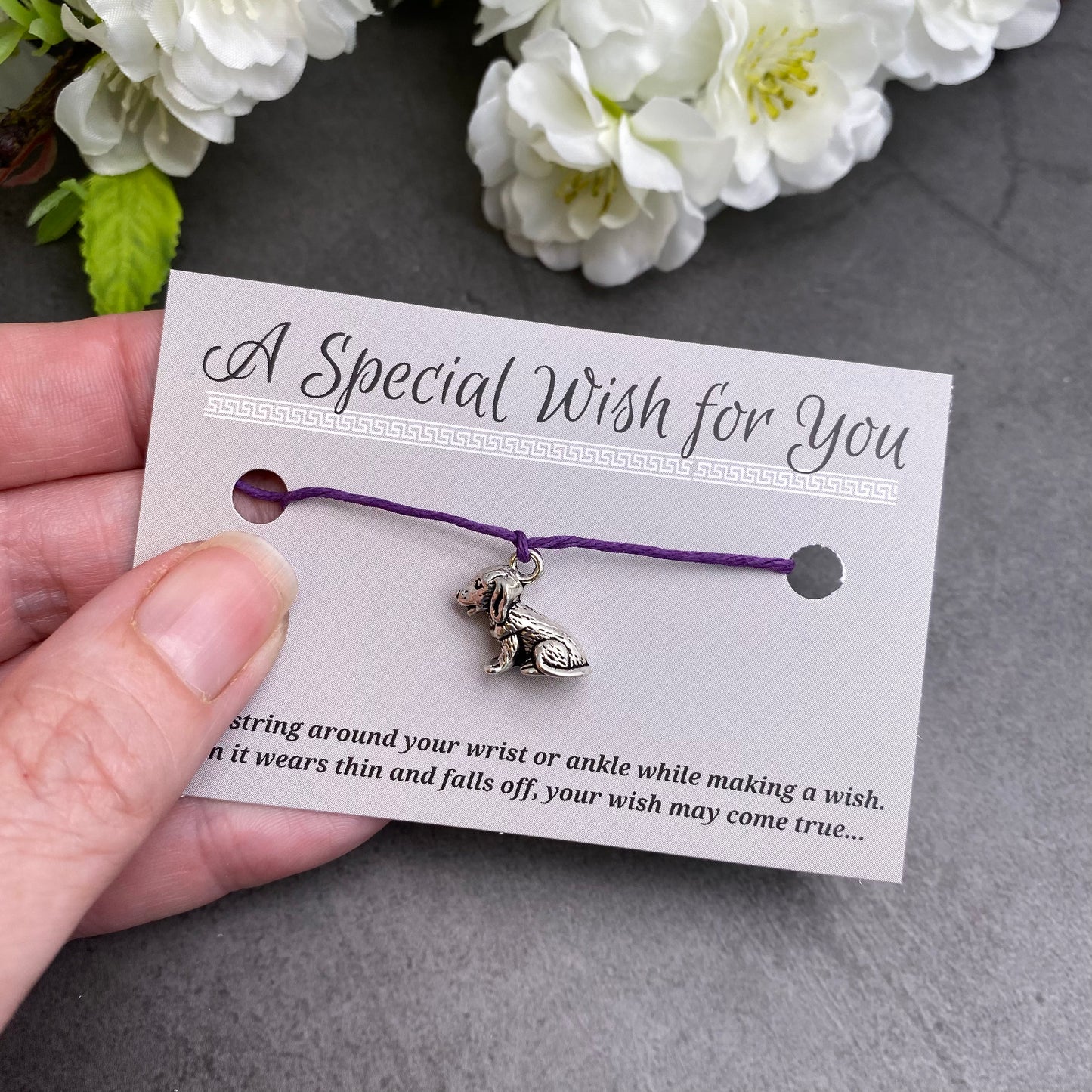 Puppy Dog Charm Hemp Wish Bracelet - Colour Choice