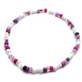 Pink and White Glass Seed Bead Anklet