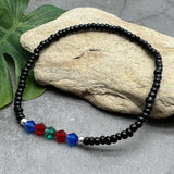 Multi-Colour Black Bicone Seed Bead Anklet