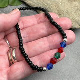 Multi-Colour Black Bicone Seed Bead Anklet