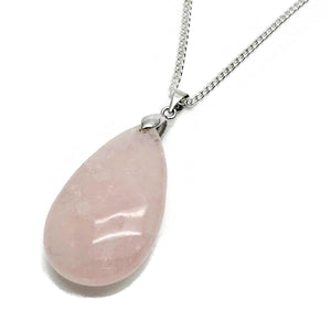 Tear Drop Rose Quartz Pendant Necklace