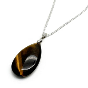 Tear Drop Tiger Eye Pendant Necklace