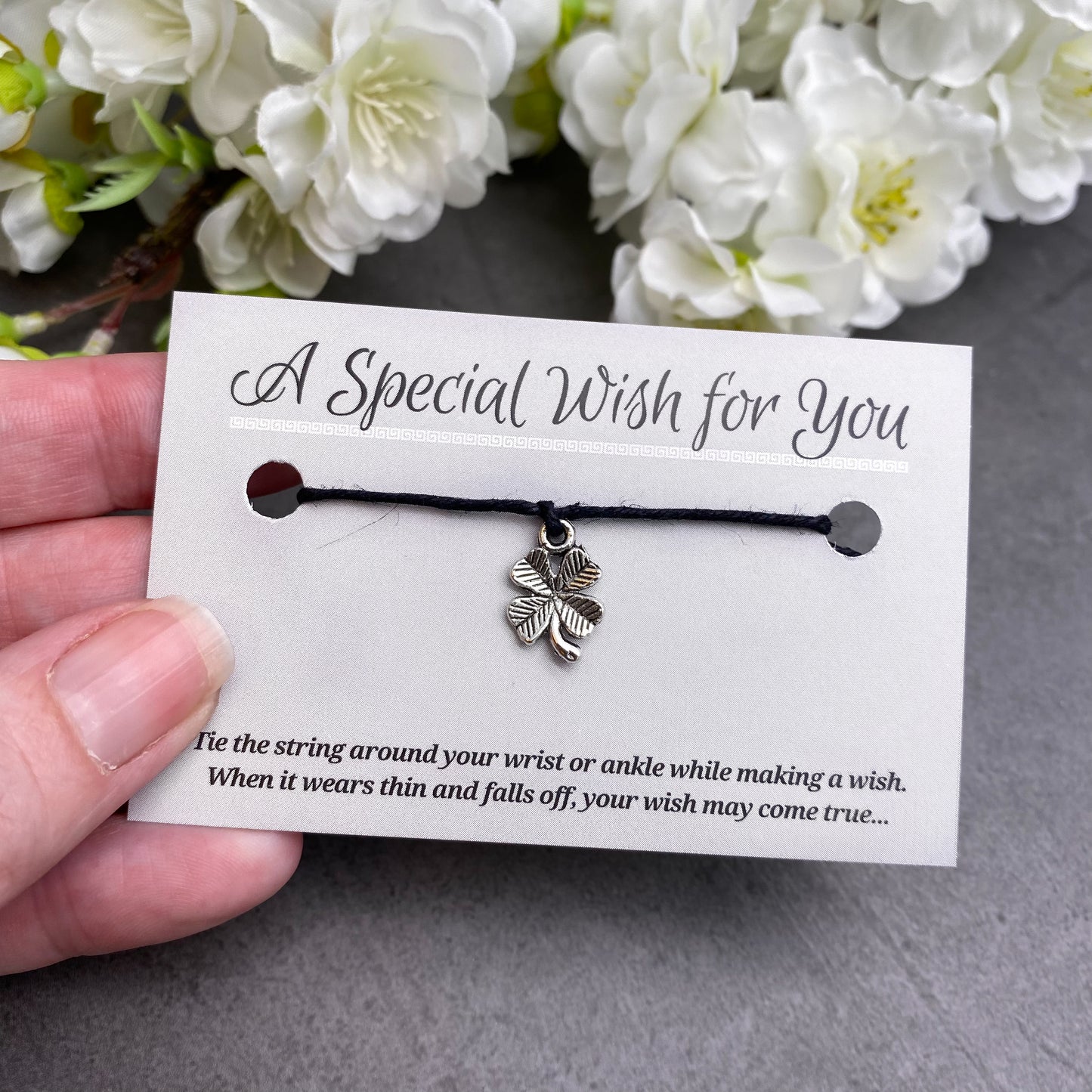 Lucky Clover Charm Hemp Wish Bracelet - Colour Choice