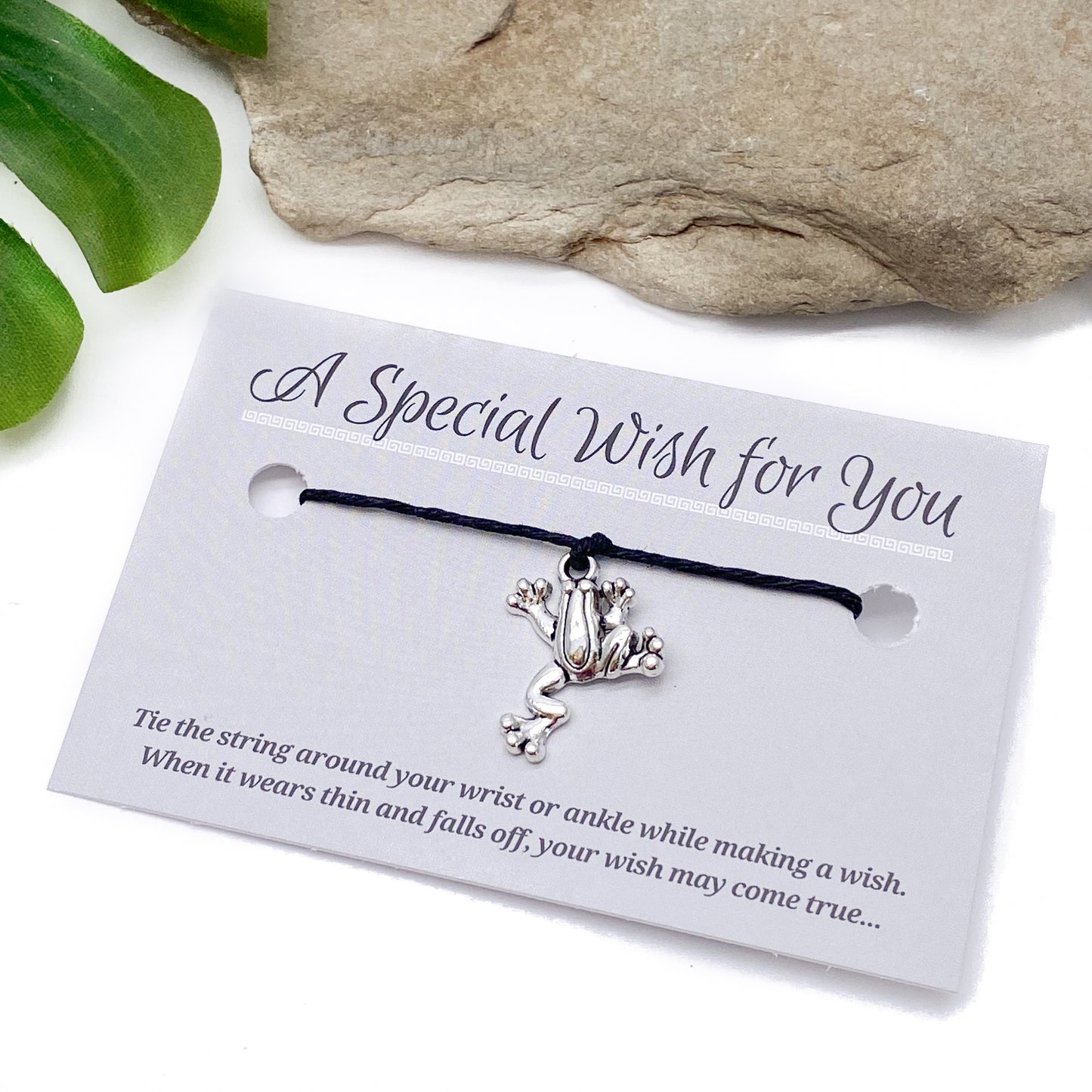 Frog Charm Hemp Wish Bracelet - Colour Choice