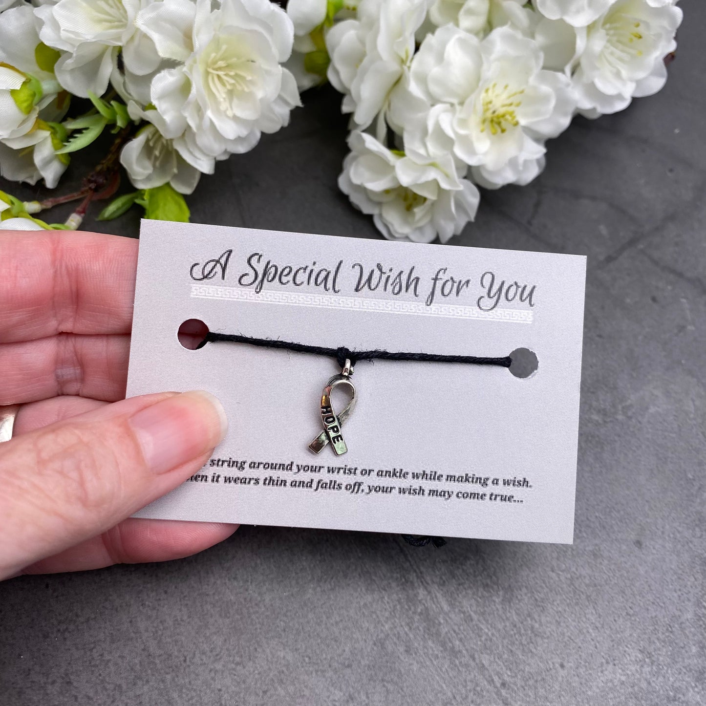 Hope Ribbon Charm Hemp Wish Bracelet - Colour Choice