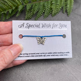 Butterfly Charm Hemp Wish Bracelet - Colour Choice