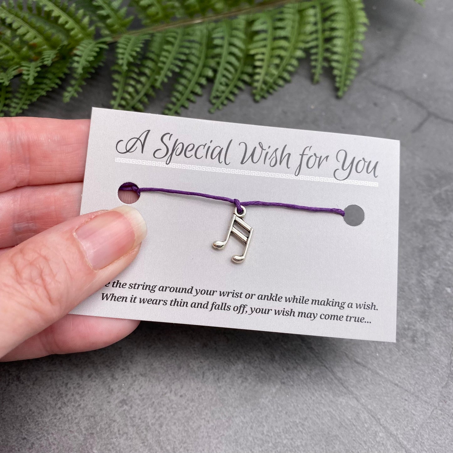 Music Note Charm Hemp Wish Bracelet - Colour Choice