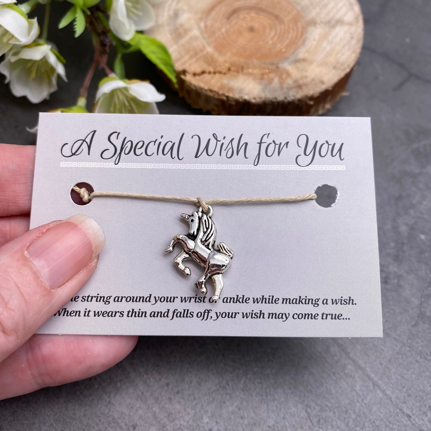 Unicorn Charm Hemp Wish Bracelet - Colour Choice