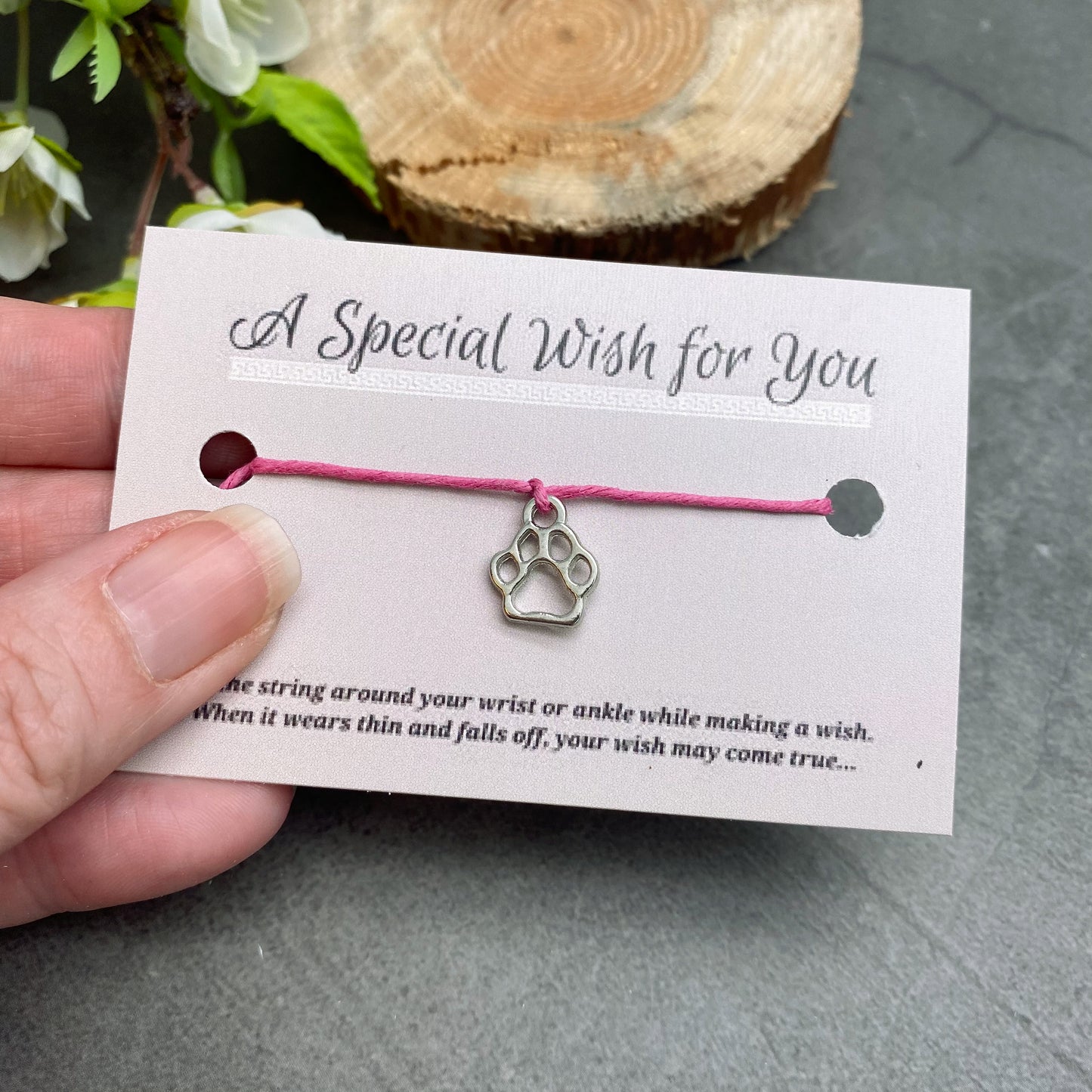 Paw Print Charm Hemp Wish Bracelet - Colour Choice