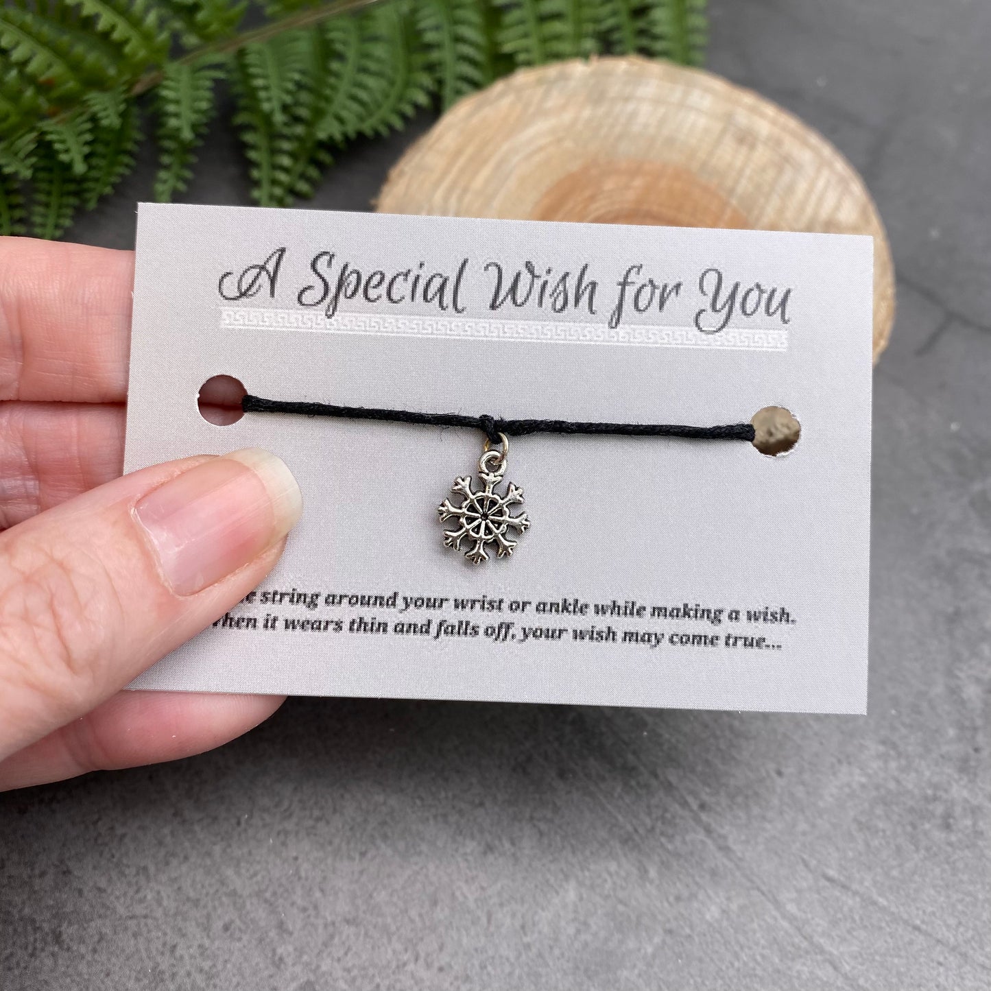 Snowflake Charm Hemp Wish Bracelet - Colour Choice