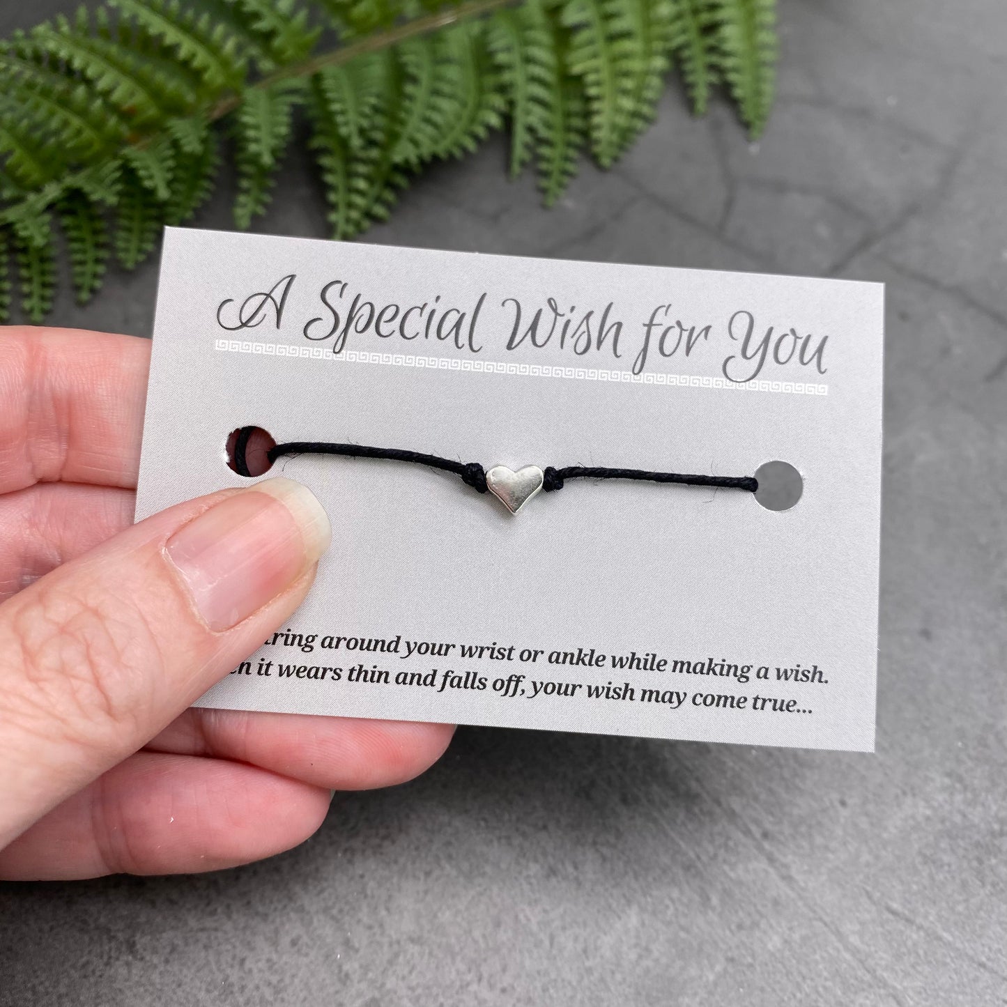 Small Heart Charm Hemp Wish Bracelet - Colour Choice