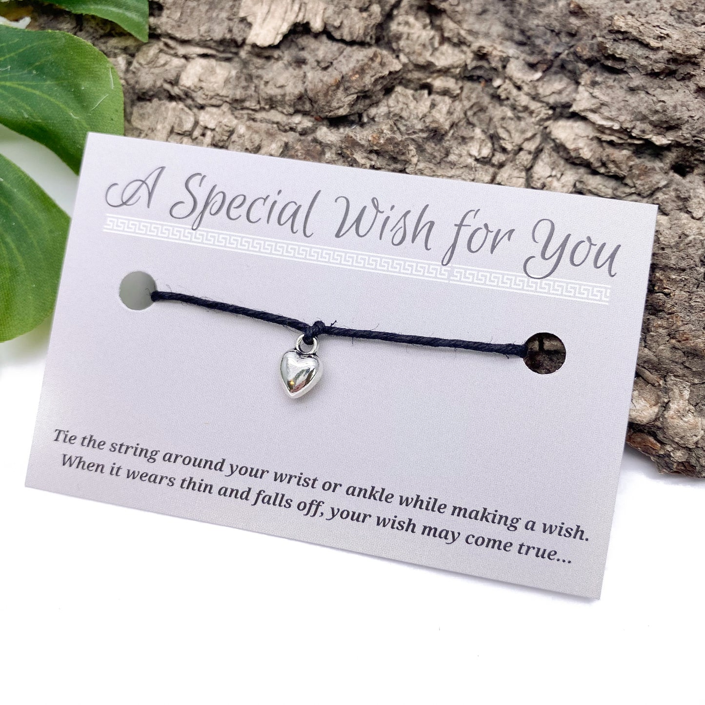 Dangly Heart Charm Hemp Wish Bracelet - Colour Choice