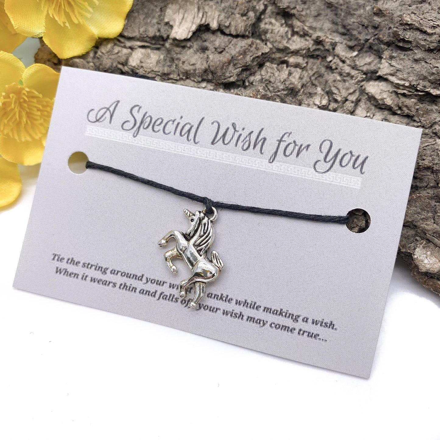 Unicorn Charm Hemp Wish Bracelet - Colour Choice