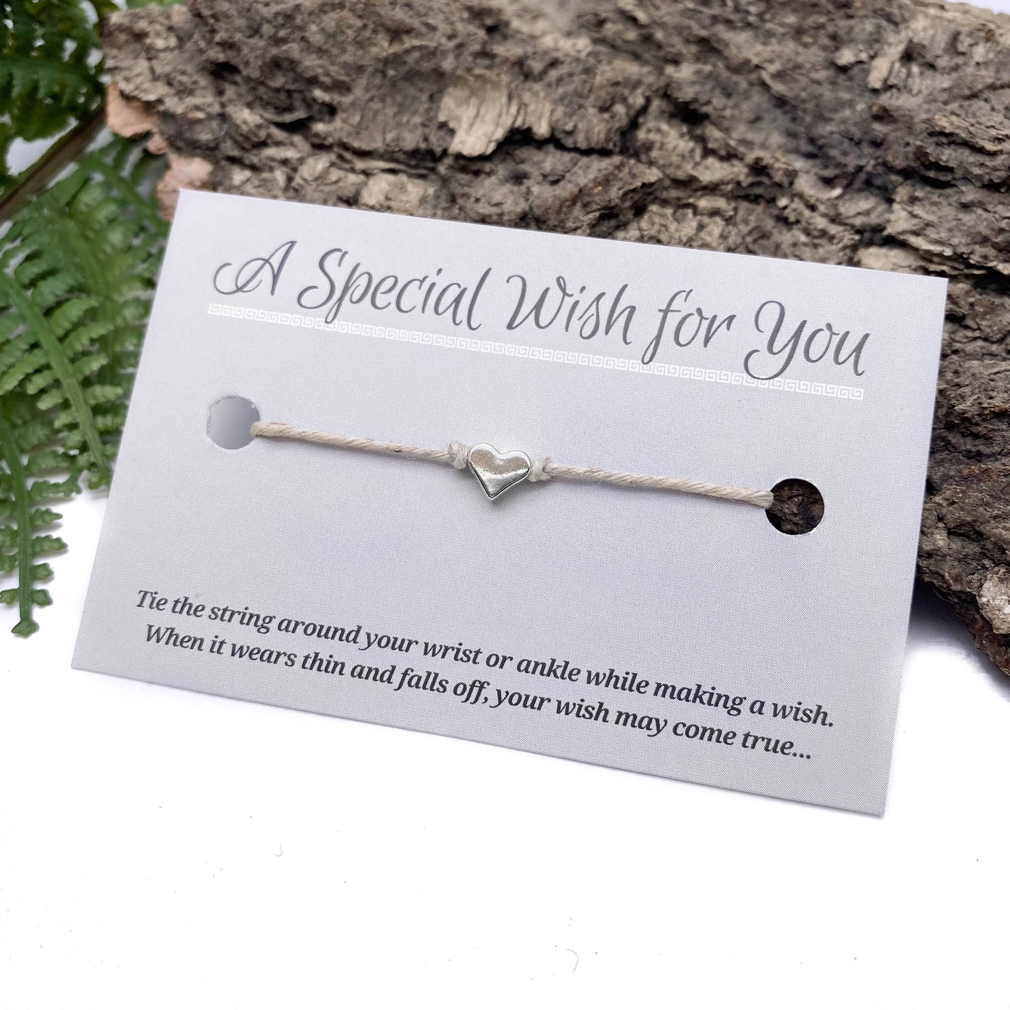 Small Heart Charm Hemp Wish Bracelet - Colour Choice