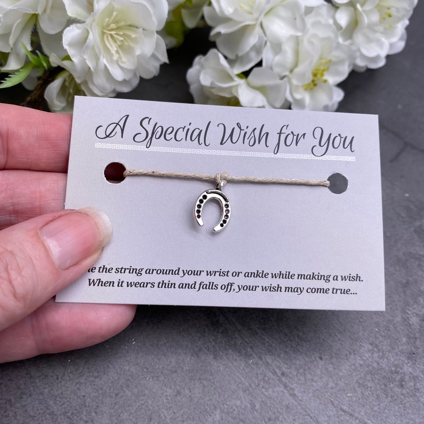 Horseshoe Charm Hemp Wish Bracelet - Colour Choice