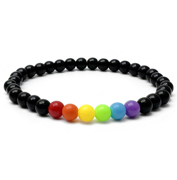 Rainbow and Black Acrylic Bead LGBT Bracelet