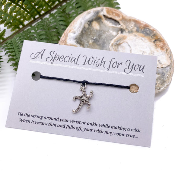 Starfish Charm Hemp Wish Bracelet - Choice of Card