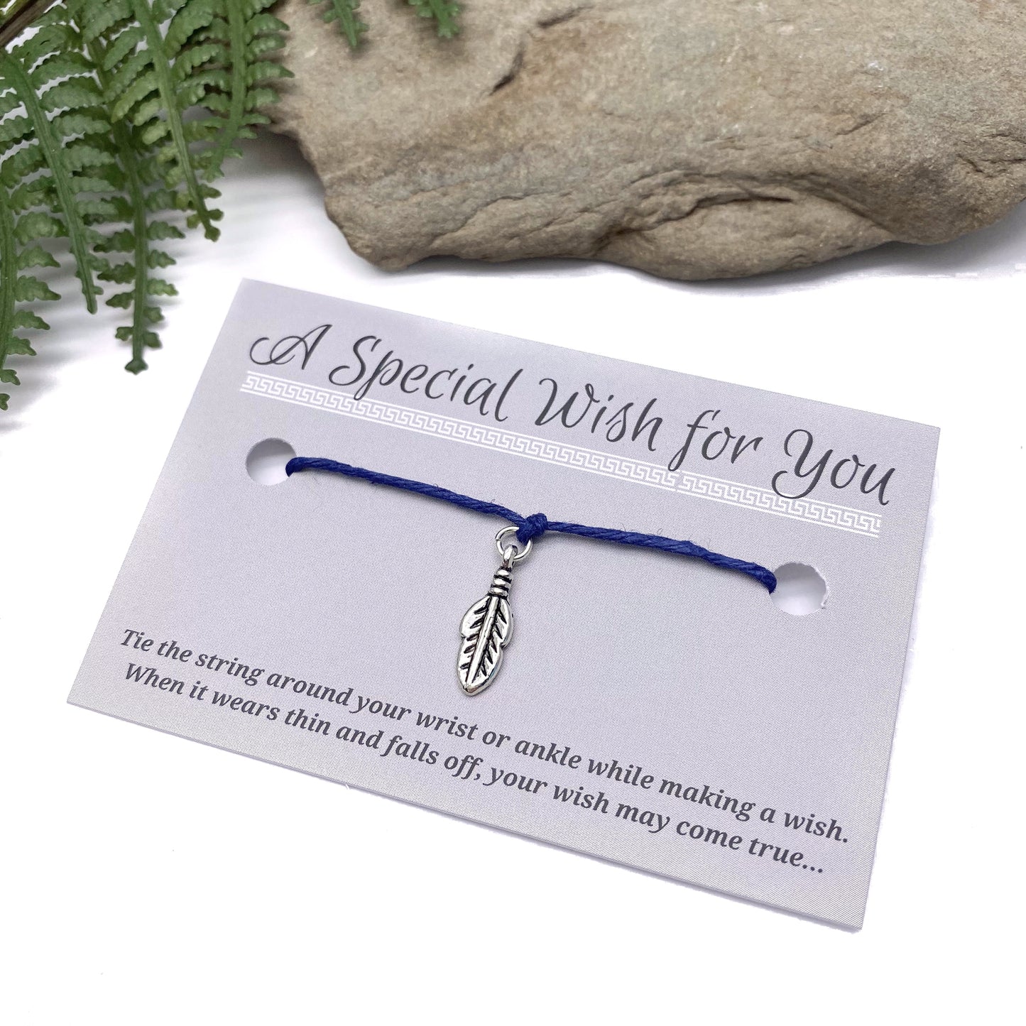 Feather Charm Hemp Wish Bracelet - Colour Choice