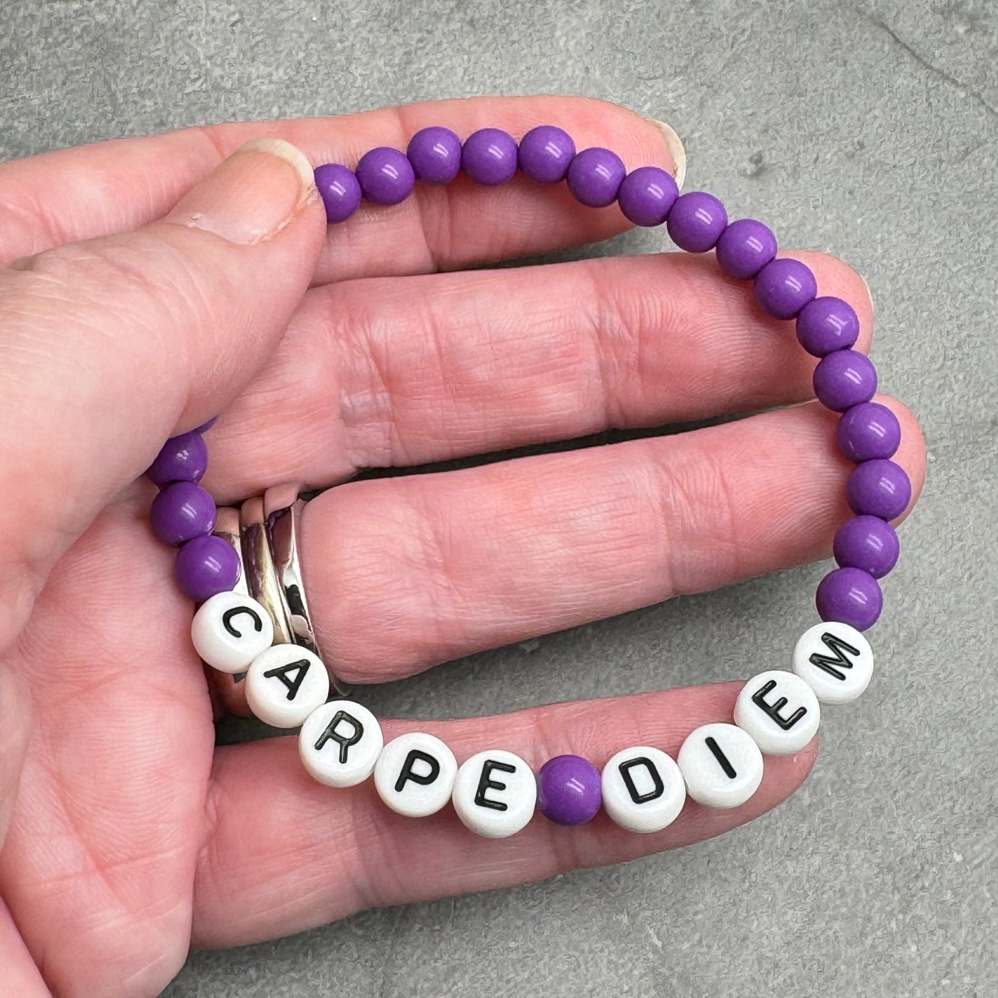 CARPE DIEM Inspirational Bracelet - Acrylic Letter Beads