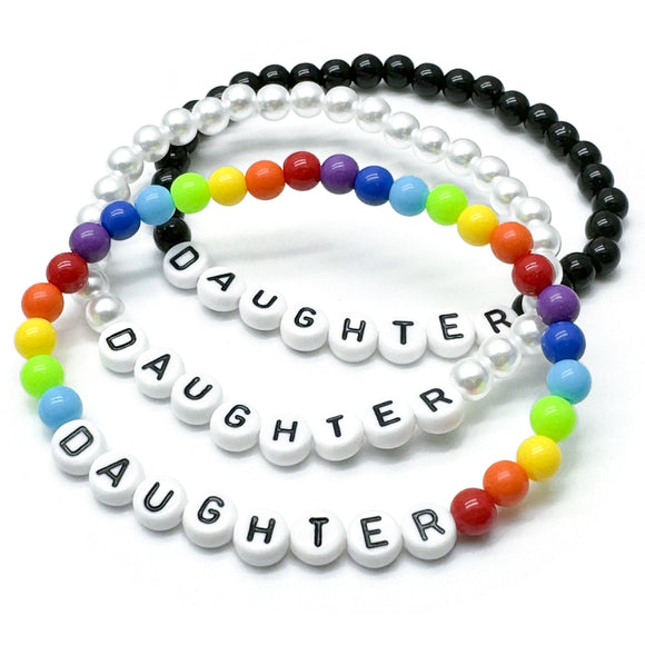 DAUGHTER Acrylic Letter Bead Bracelet Colour Choice