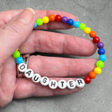 DAUGHTER Acrylic Letter Bead Bracelet Colour Choice