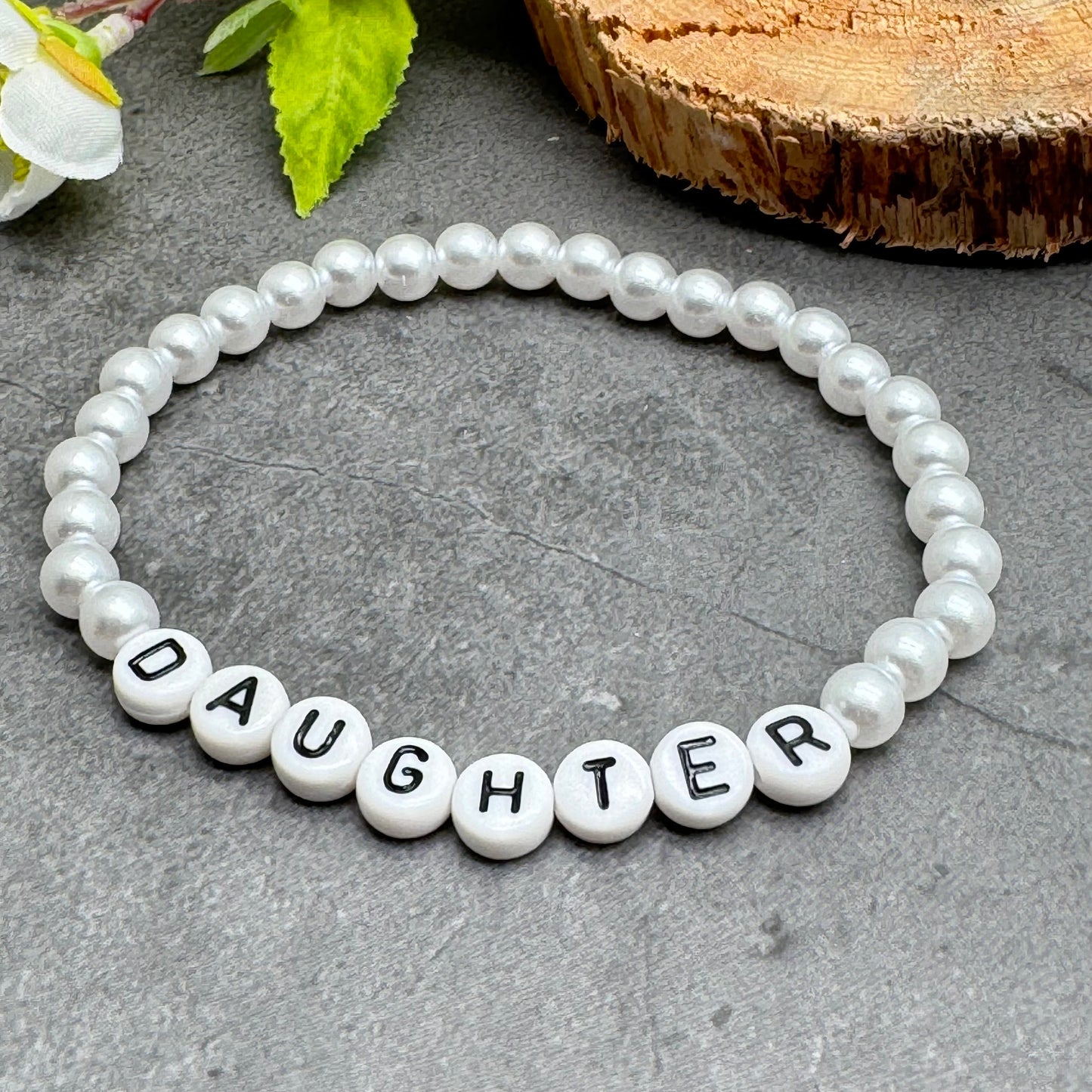 DAUGHTER Family Message Bracelet - Acrylic Letter Beads