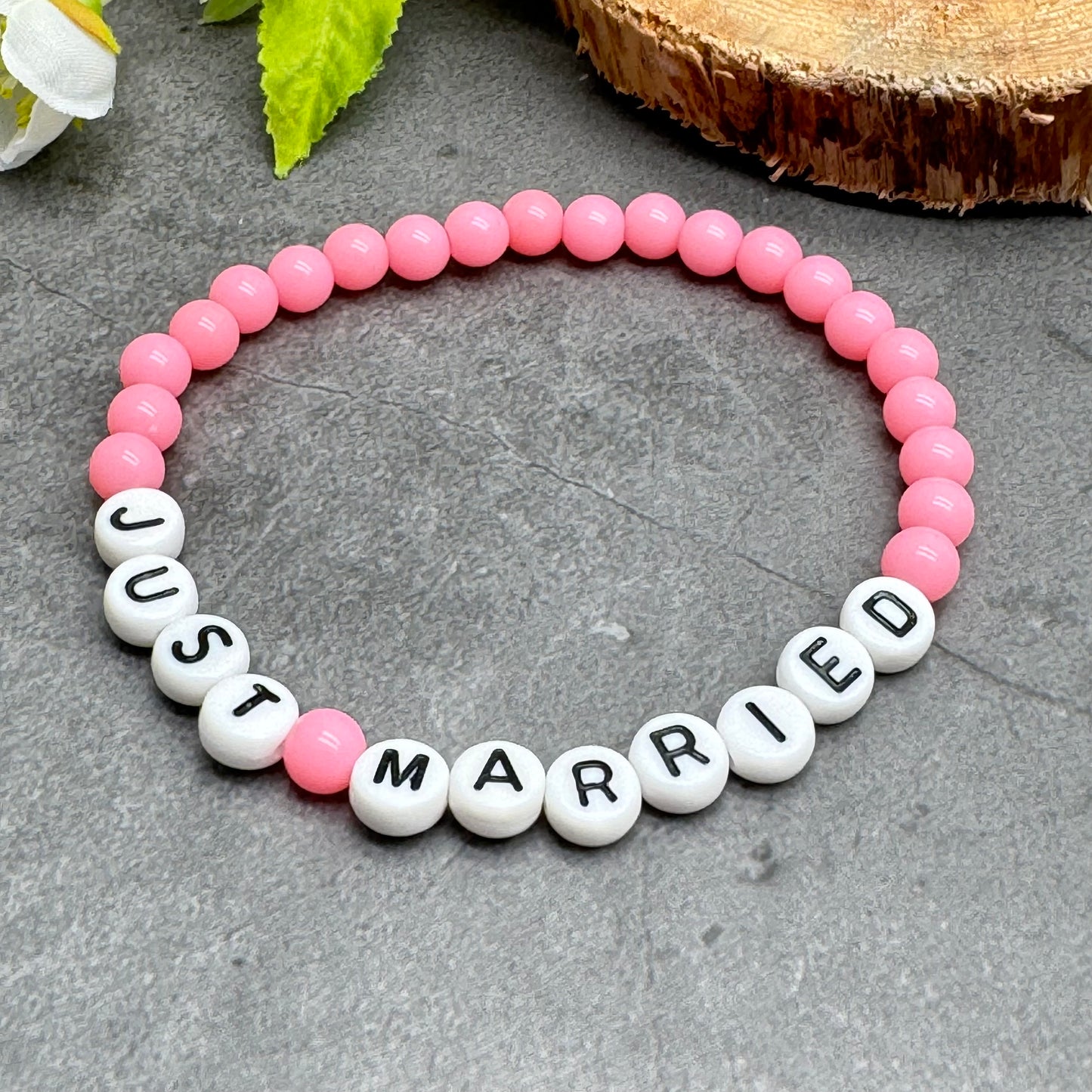 JUST MARRIED Message Bracelet - Acrylic Letter Beads